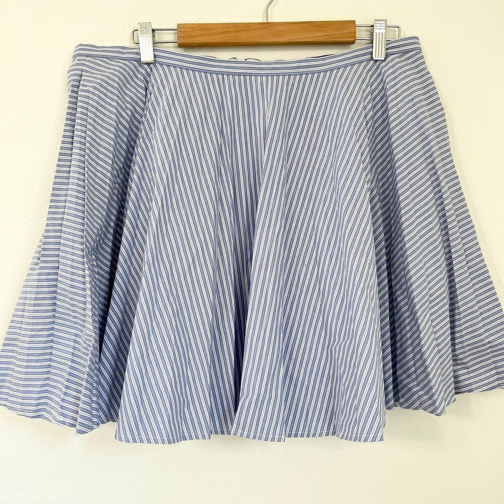 J. Crew Circle Skirt Zip Women Juniors Pocket Blue White Striped Mini Lined 12